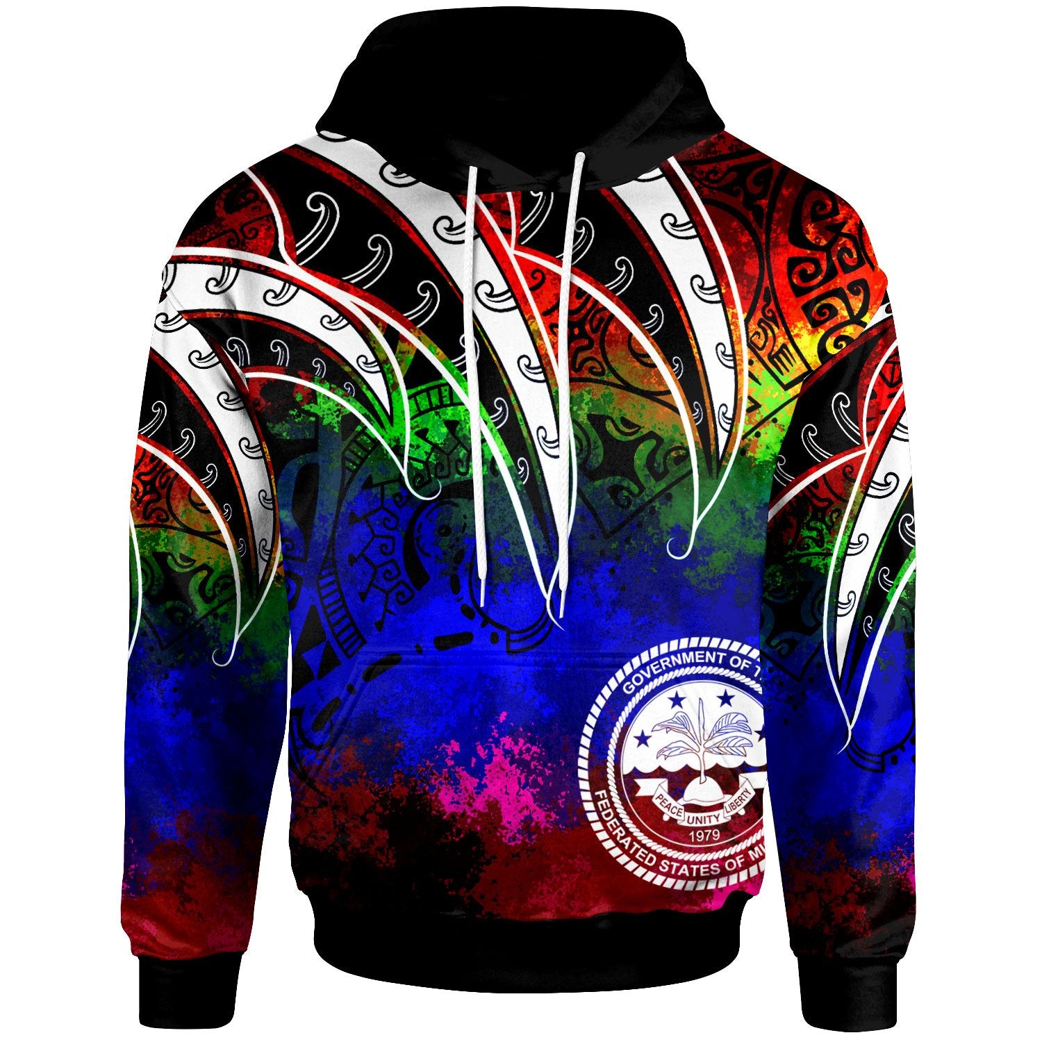 Federated States of Micronesia Hoodie Tropical Leaf Rainbow Color Unisex Rainbow - Polynesian Pride