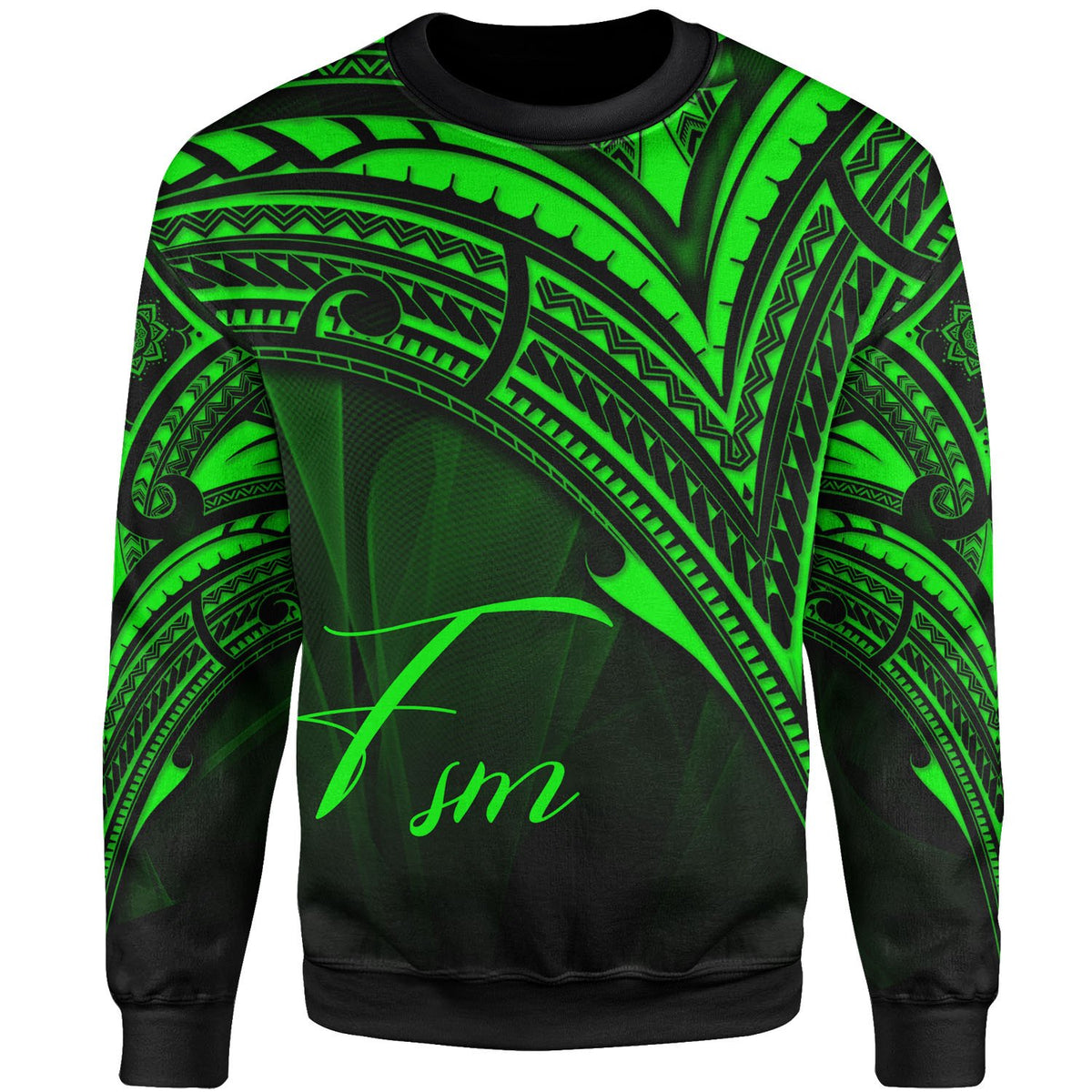 Federated States of Micronesia Sweatshirt - Cross Style Green Color Unisex Black - Polynesian Pride