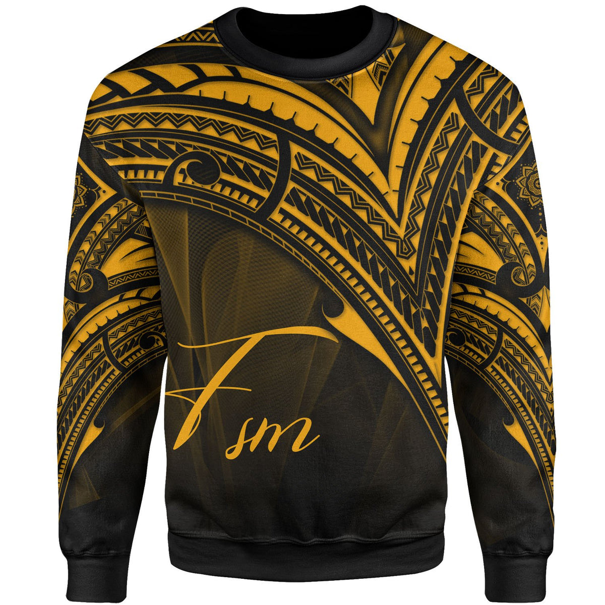 Federated States of Micronesia Sweatshirt - Cross Style Gold Color Unisex Black - Polynesian Pride