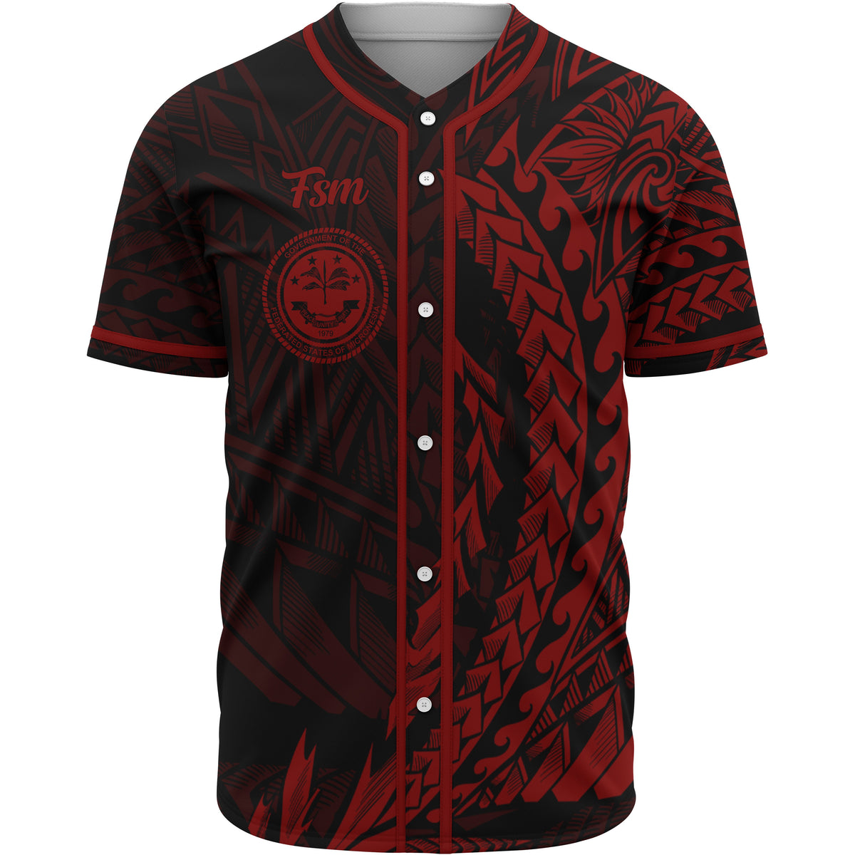 Federated States of Micronesia Baseball Shirt - Red Wings Style Unisex Gold - Polynesian Pride