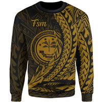 Federated States of Micronesia Sweatshirt - Wings Style Gold Color Unisex Gold - Polynesian Pride