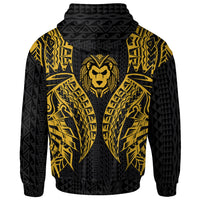 Northern Mariana Islands Zip up Hoodie Polynesian Lion Head Gold Style - Polynesian Pride