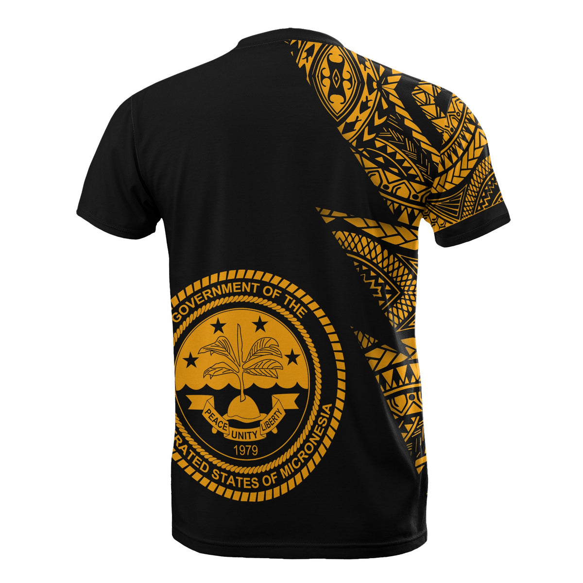 Federated States of Micronesia T Shirt Micronesian Pattern Gold Flash Style - Polynesian Pride
