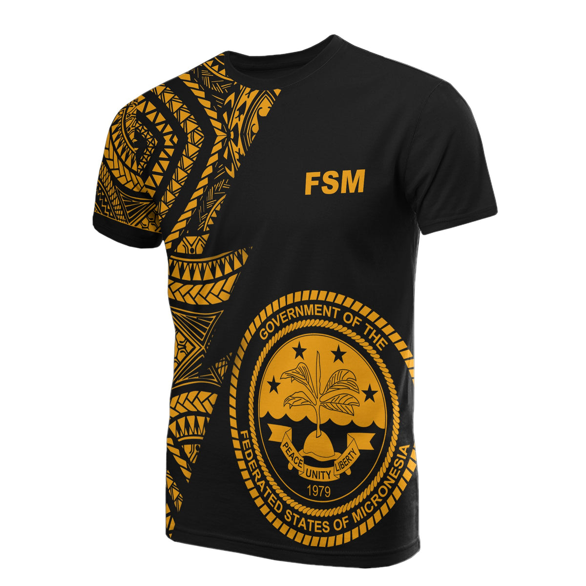 Federated States of Micronesia T Shirt Micronesian Pattern Gold Flash Style Unisex Gold - Polynesian Pride