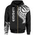 Kiribati Zip Hoodie Kiribati Tatau White Patterns Unisex Black - Polynesian Pride