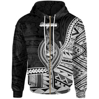 Guam Zip Hoodie Sinajana Seal of Guam Polynesian Patterns Unisex Black - Polynesian Pride