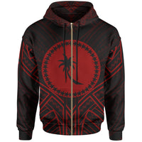 Chuuk State Zip Hoodie Chuuk State Seal Red Tribal Patterns Unisex Black - Polynesian Pride