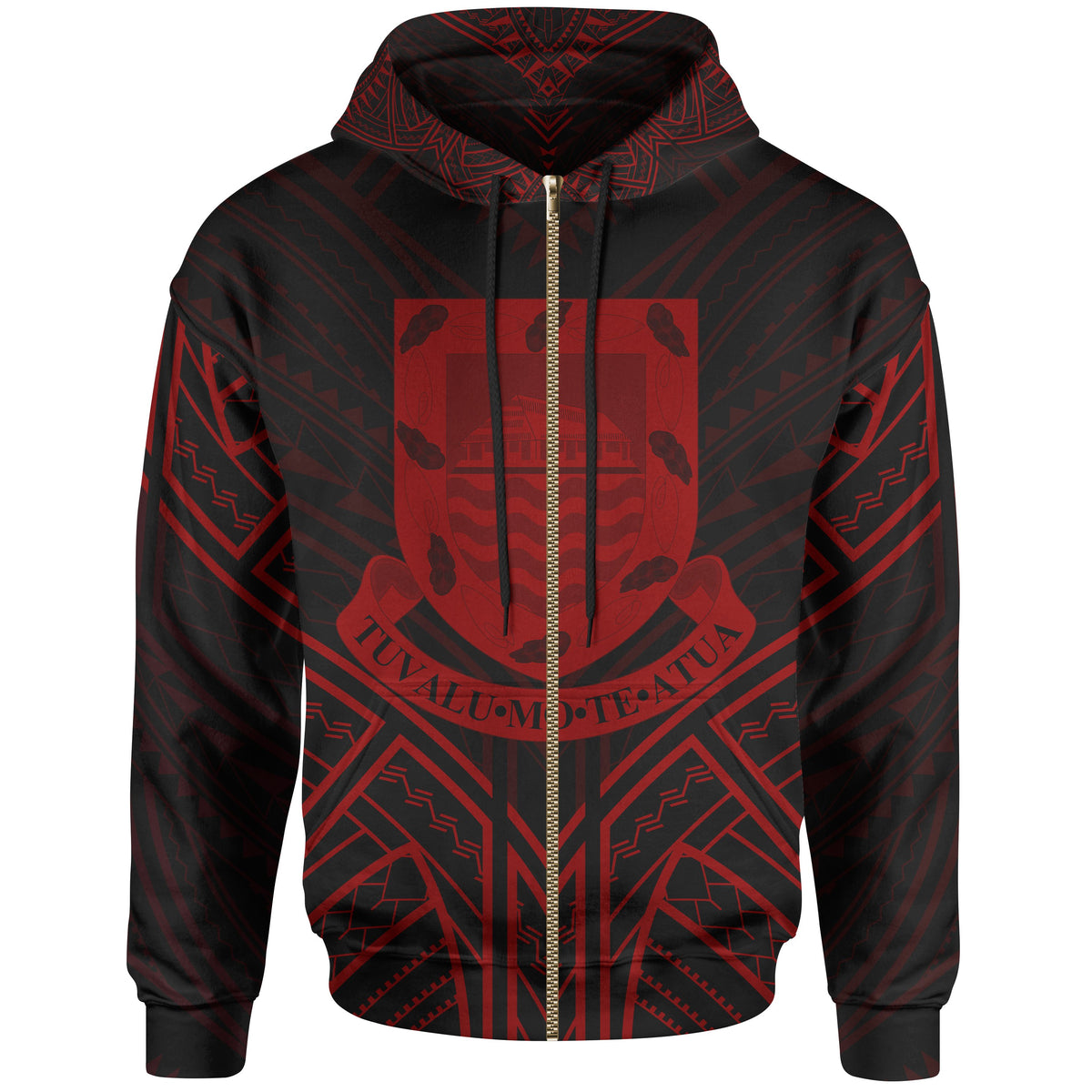 Tuvalu Zip Hoodie Tuvalu Seal Red Tribal Patterns Unisex White - Polynesian Pride