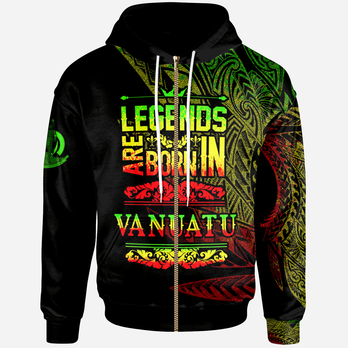 Vanuatu Zip Hoodie Legends Are Born In Reggae Color Unisex Reggae - Polynesian Pride