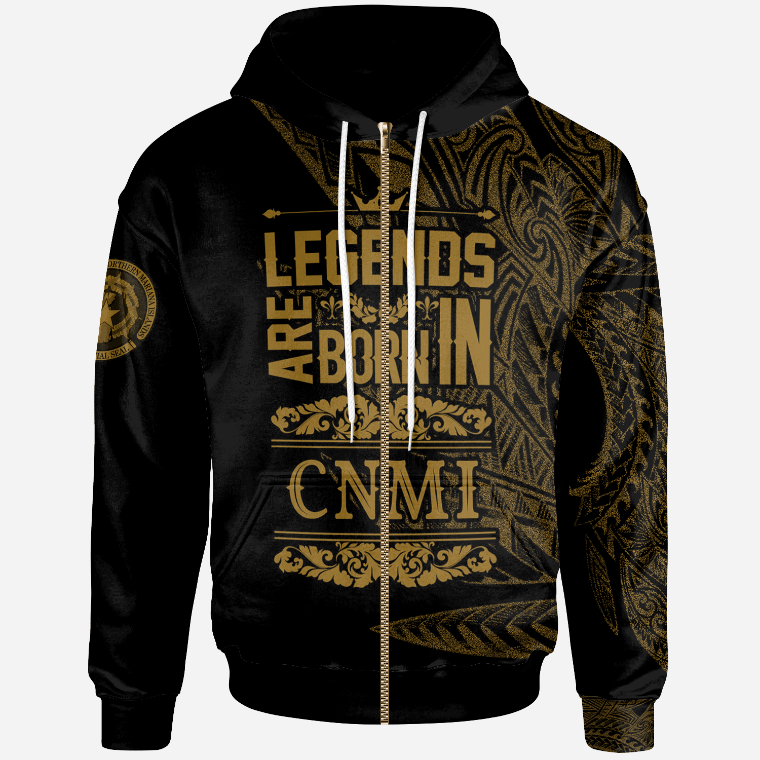 Northern Mariana Islands Zip Hoodie Legends Are Born In Gold Color Unisex Gold - Polynesian Pride