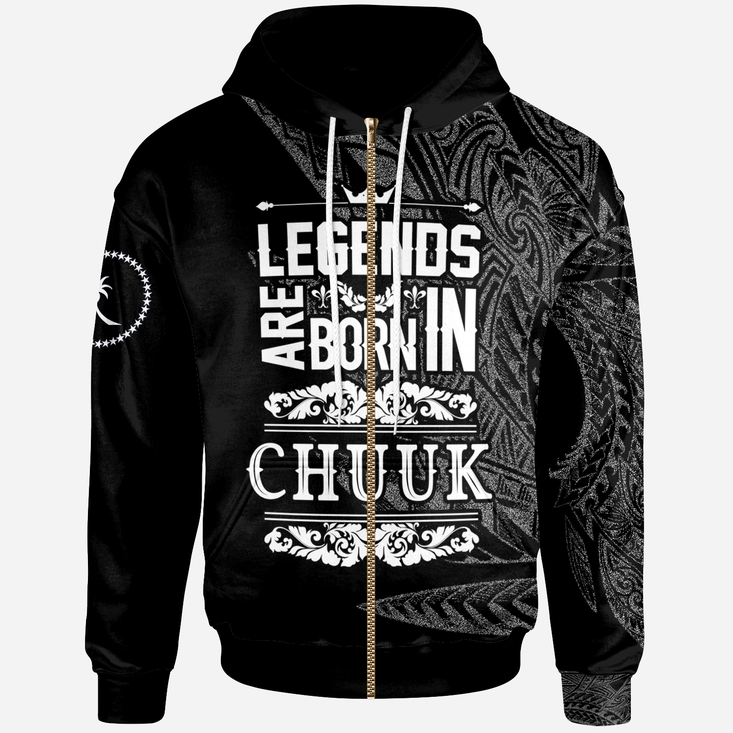 Chuuk State Zip Hoodie Legends Are Born In White Color Unisex White - Polynesian Pride