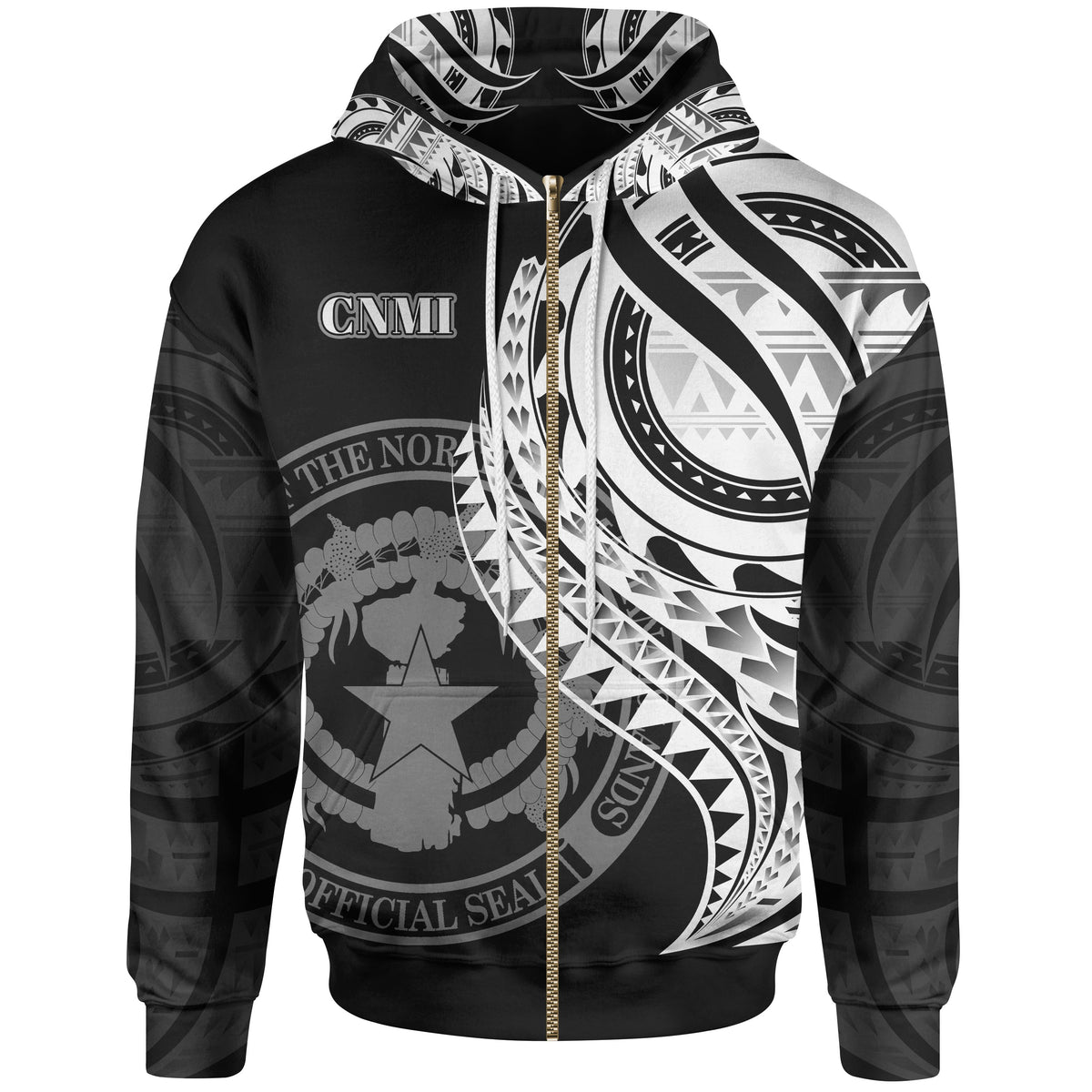 Northern Mariana Islands Zip Hoodie Polynesian Patterns Best CNMI Ever Unisex Black - Polynesian Pride
