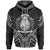 Nauru Zip Hoodie Nauru Seal Black Tribal Patterns Unisex White - Polynesian Pride