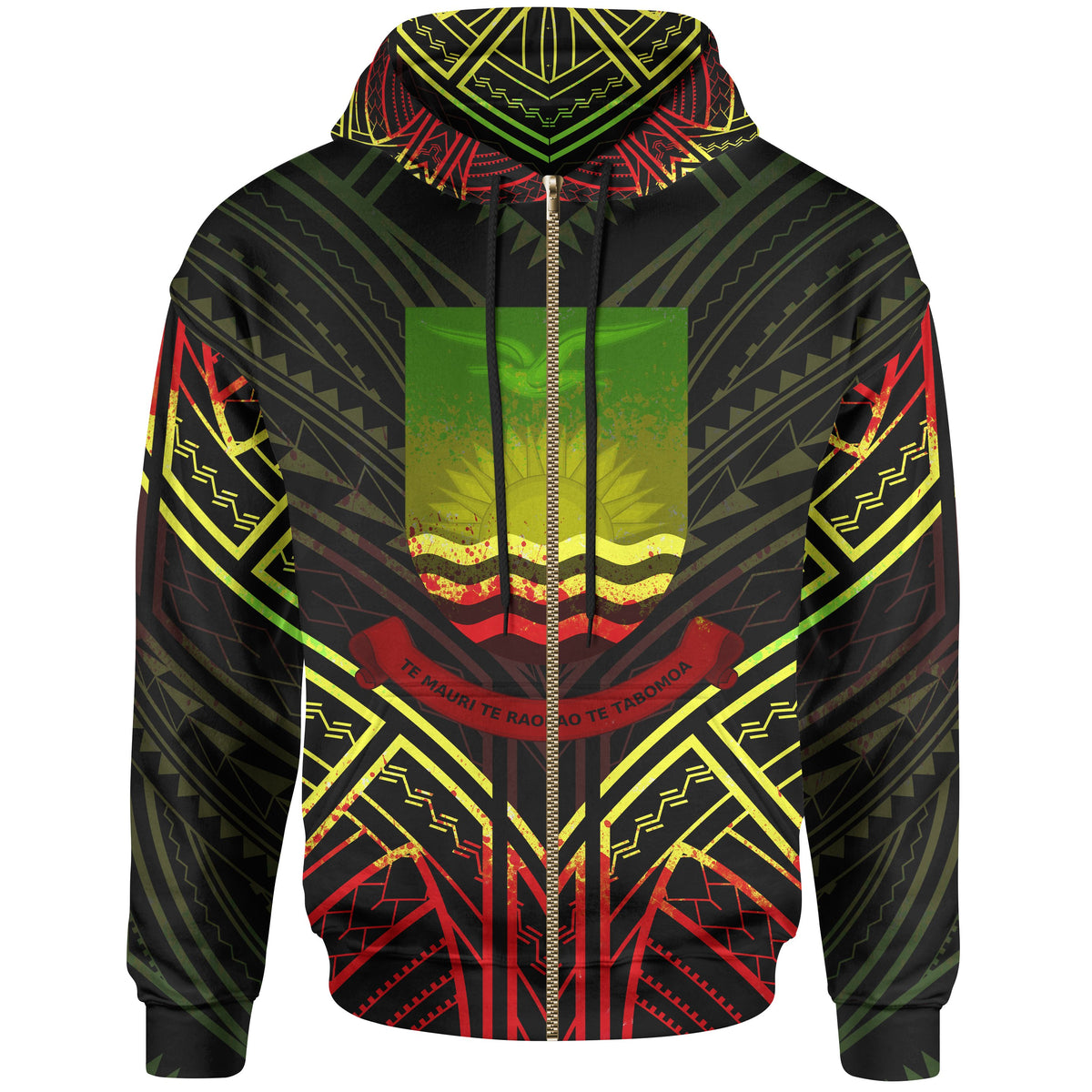 Kiribati Zip Hoodie Kiribati Seal Reggae Tribal Patterns Unisex White - Polynesian Pride