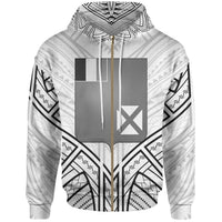 Wallis & Futuna Zip Hoodie Wallis & Futuna Seal Tribal Patterns Unisex White - Polynesian Pride