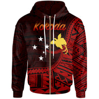 Papua New Guinea Zip Hoodie Kokoda Polynesian Patterns Unisex Black - Polynesian Pride