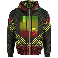 Wallis & Futuna Zip Hoodie Wallis & Futuna Seal Reggae Tribal Patterns Unisex White - Polynesian Pride