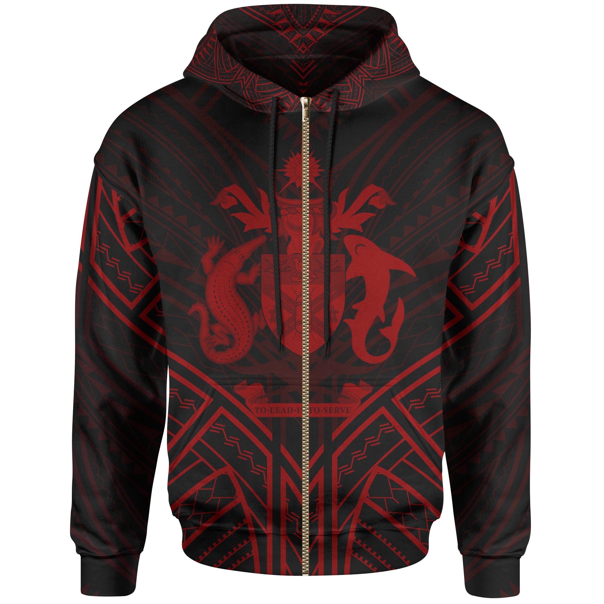 Solomon Islands Zip Hoodie Solomon Islands Seal Red Tribal Patterns Unisex White - Polynesian Pride