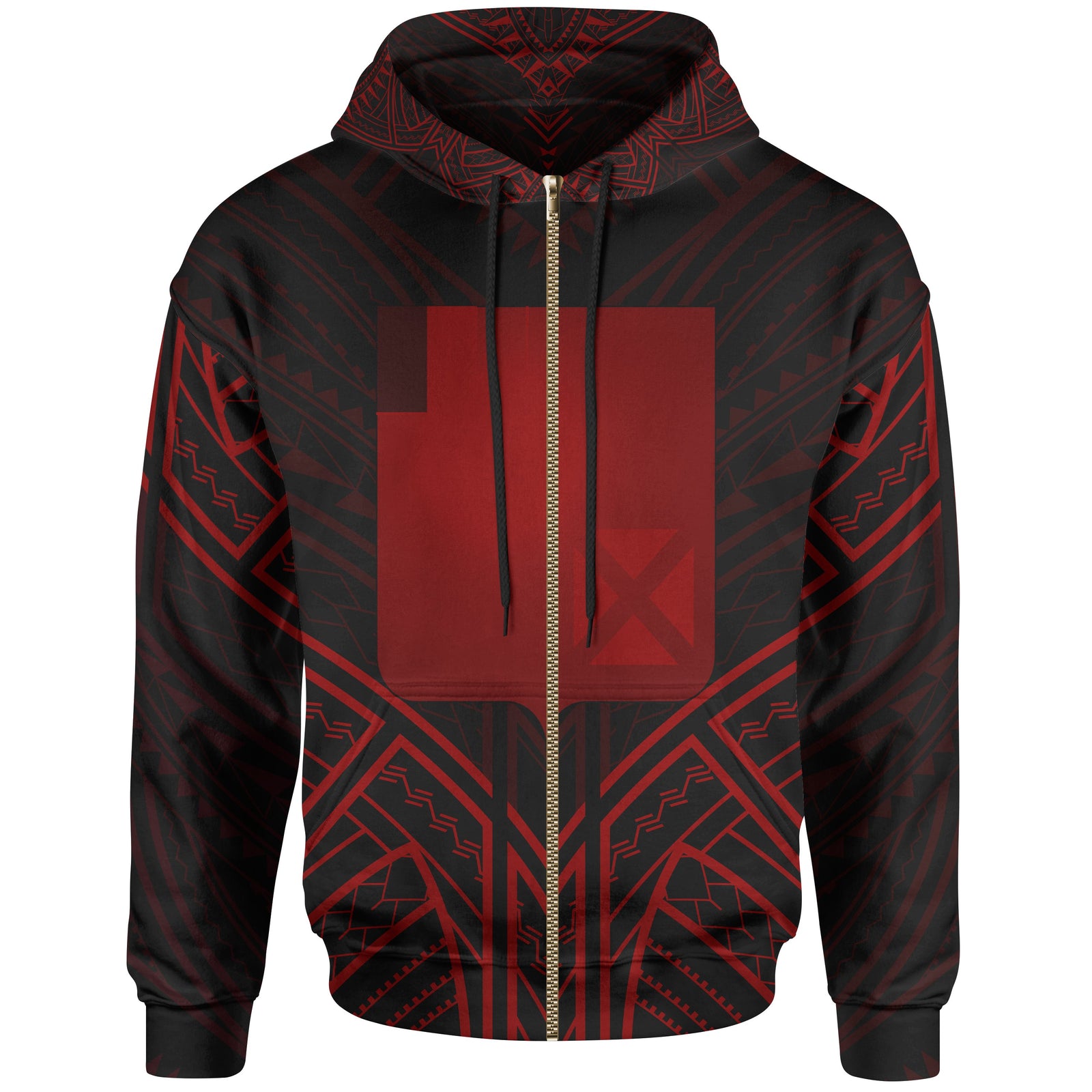 Wallis & Futuna Zip Hoodie Wallis & Futuna Seal Red Tribal Patterns Unisex White - Polynesian Pride