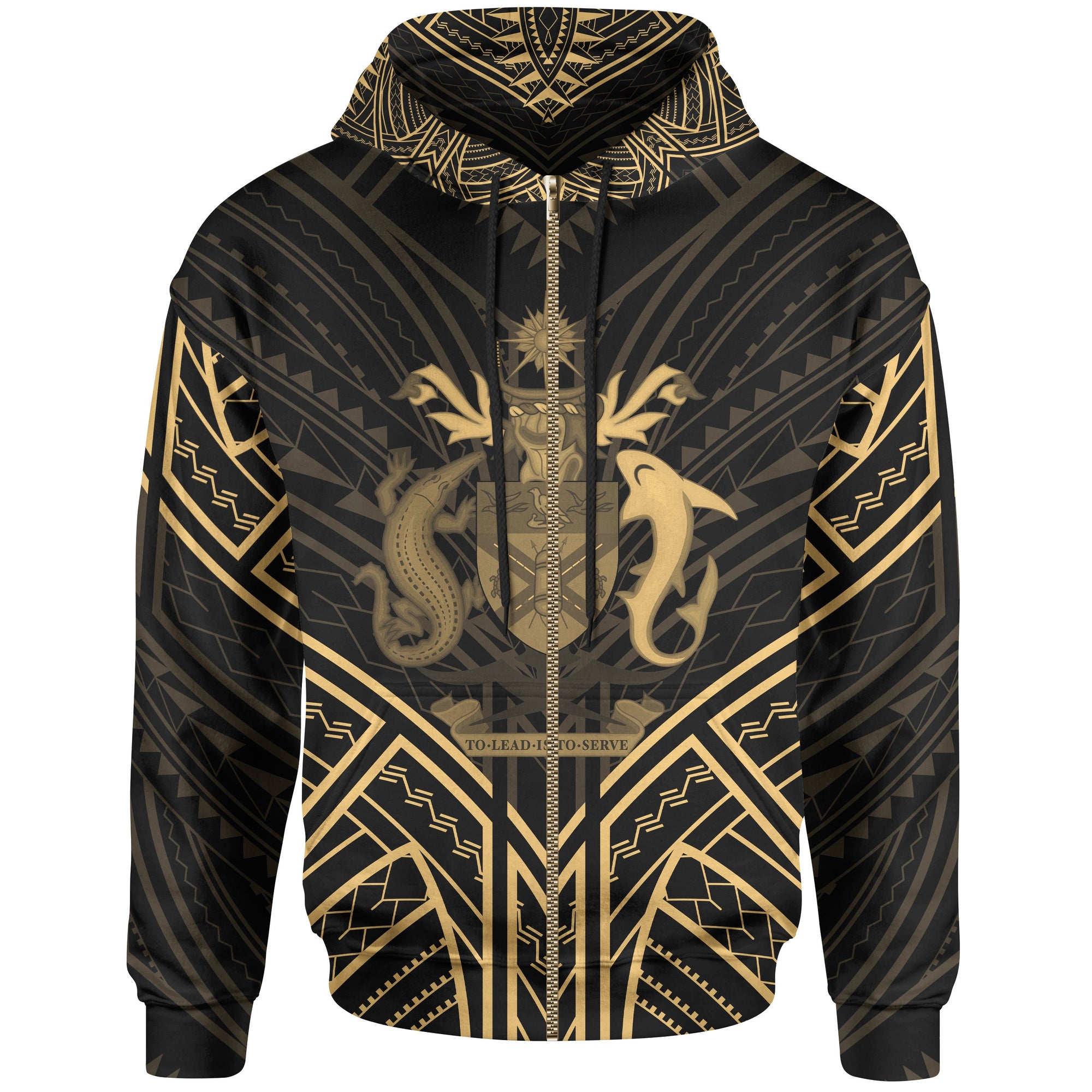 Solomon Islands Zip Hoodie Solomon Islands Seal Gold Tribal Patterns Unisex White - Polynesian Pride