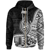 Guam Zip Hoodie Piti Seal of Guam Polynesian Patterns Unisex Black - Polynesian Pride