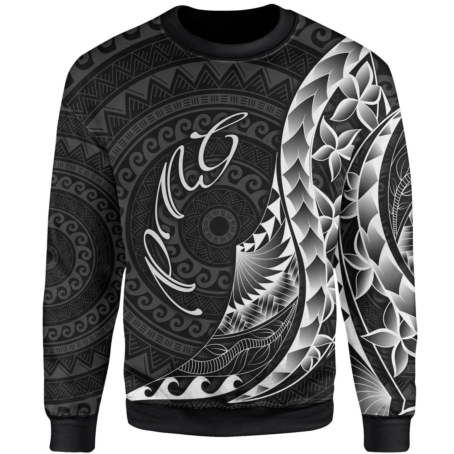 Papua New Guinea Sweatshirt - Polynesian Pattern Style Unisex Black - Polynesian Pride