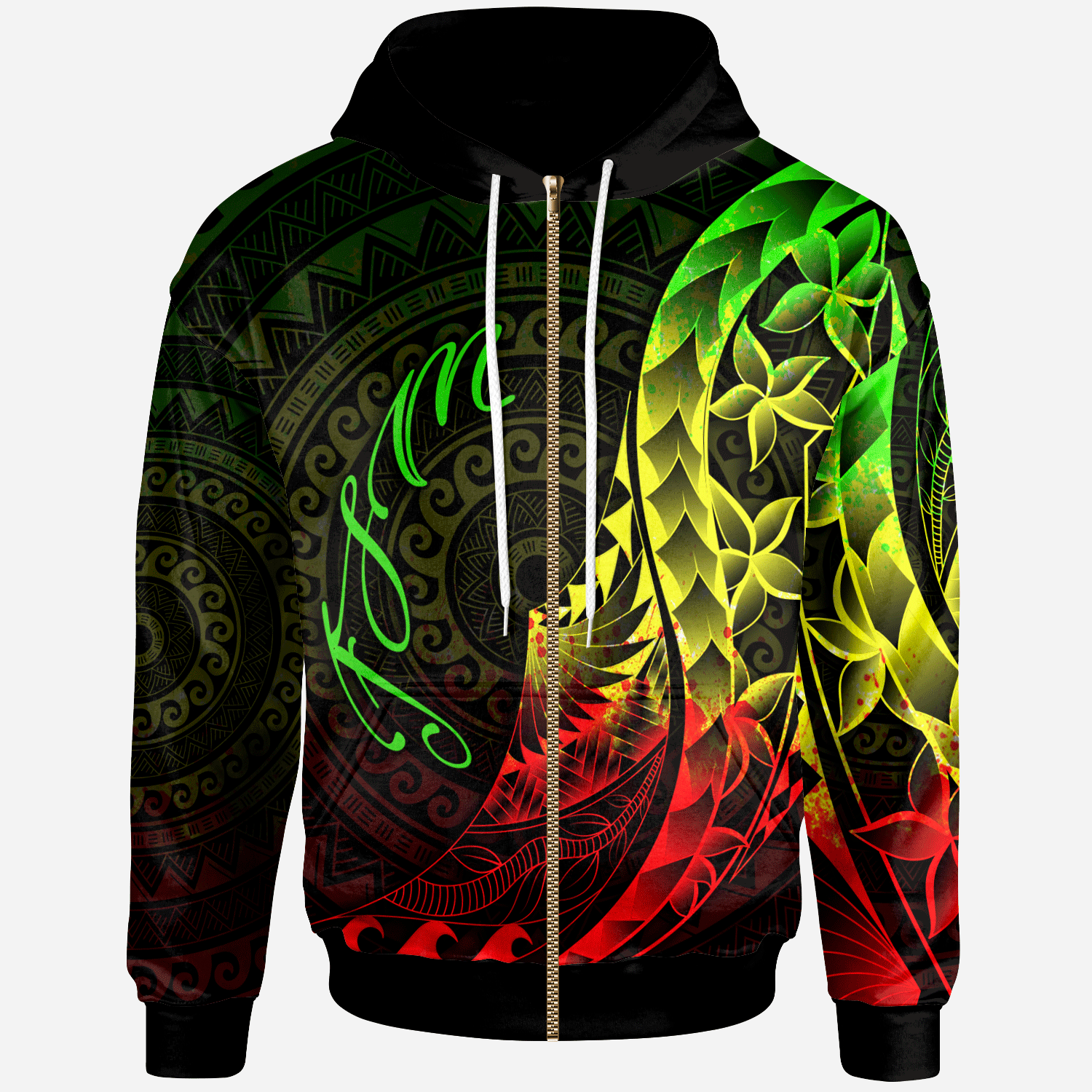 Federated States of Micronesia Zip Hoodie Polynesian Pattern Style Raggae Color Unisex Raggae - Polynesian Pride