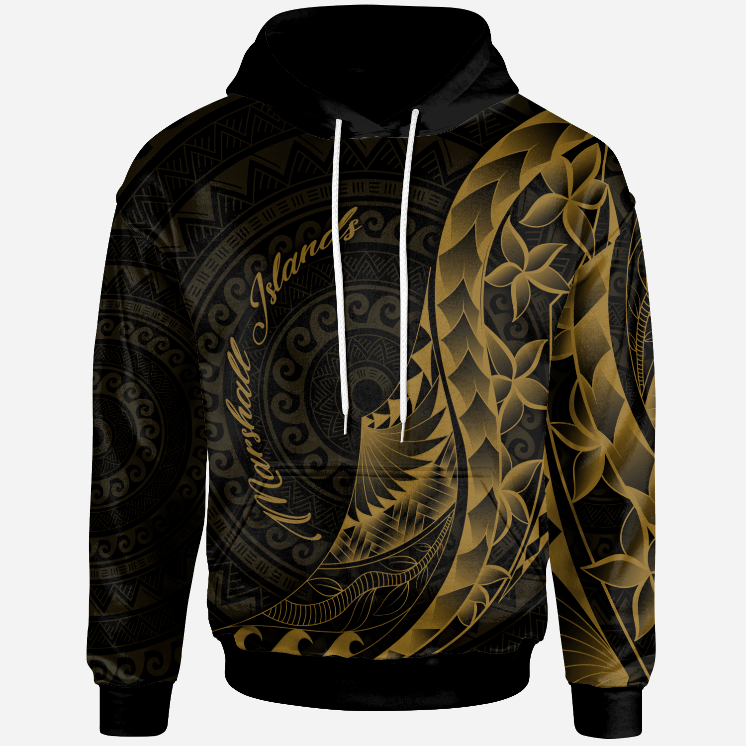 Marshall Islands Hoodie Polynesian Pattern Style Gold Color Unisex Gold - Polynesian Pride