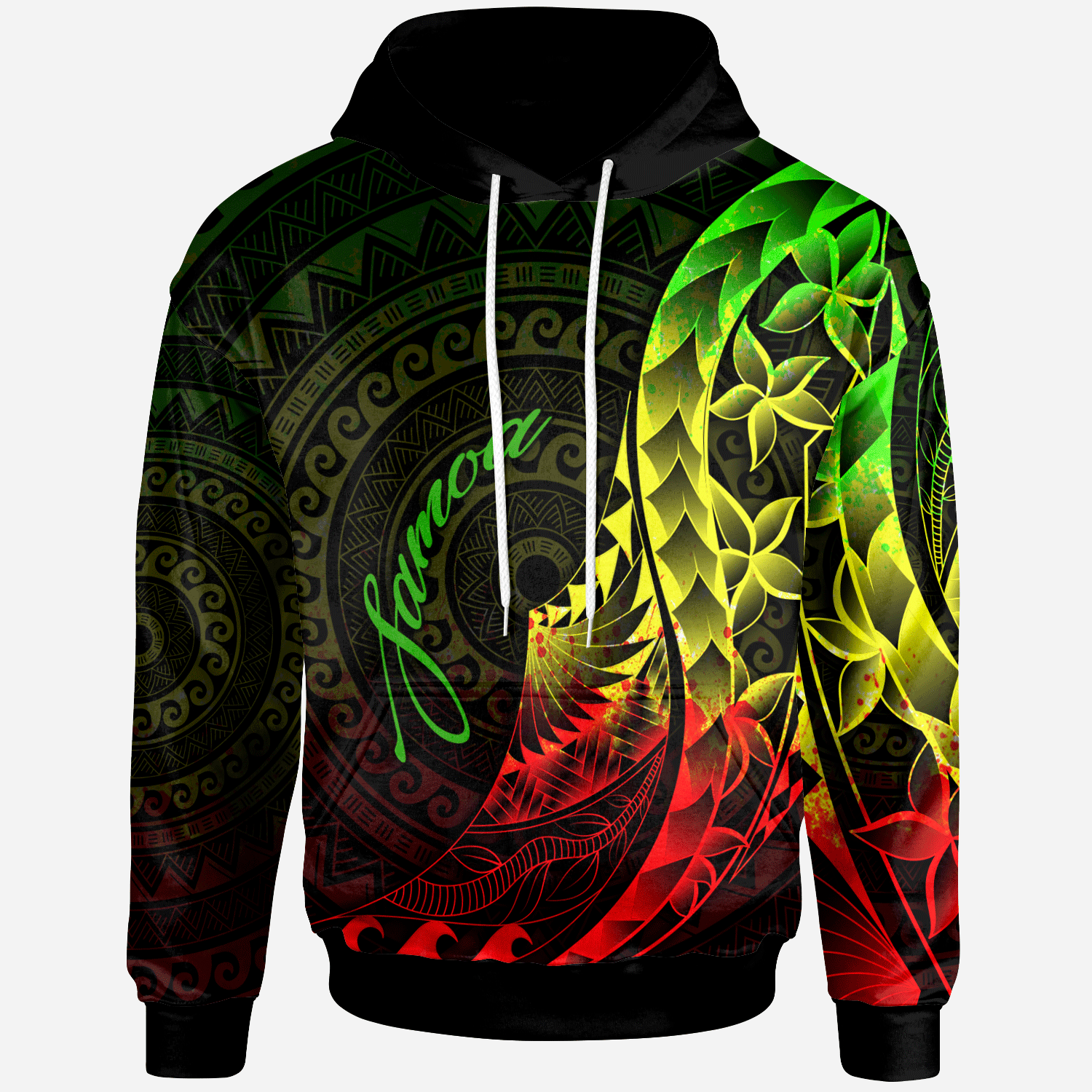 American Samoa Hoodie Polynesian Pattern Style Reggae Color Unisex Reggae - Polynesian Pride