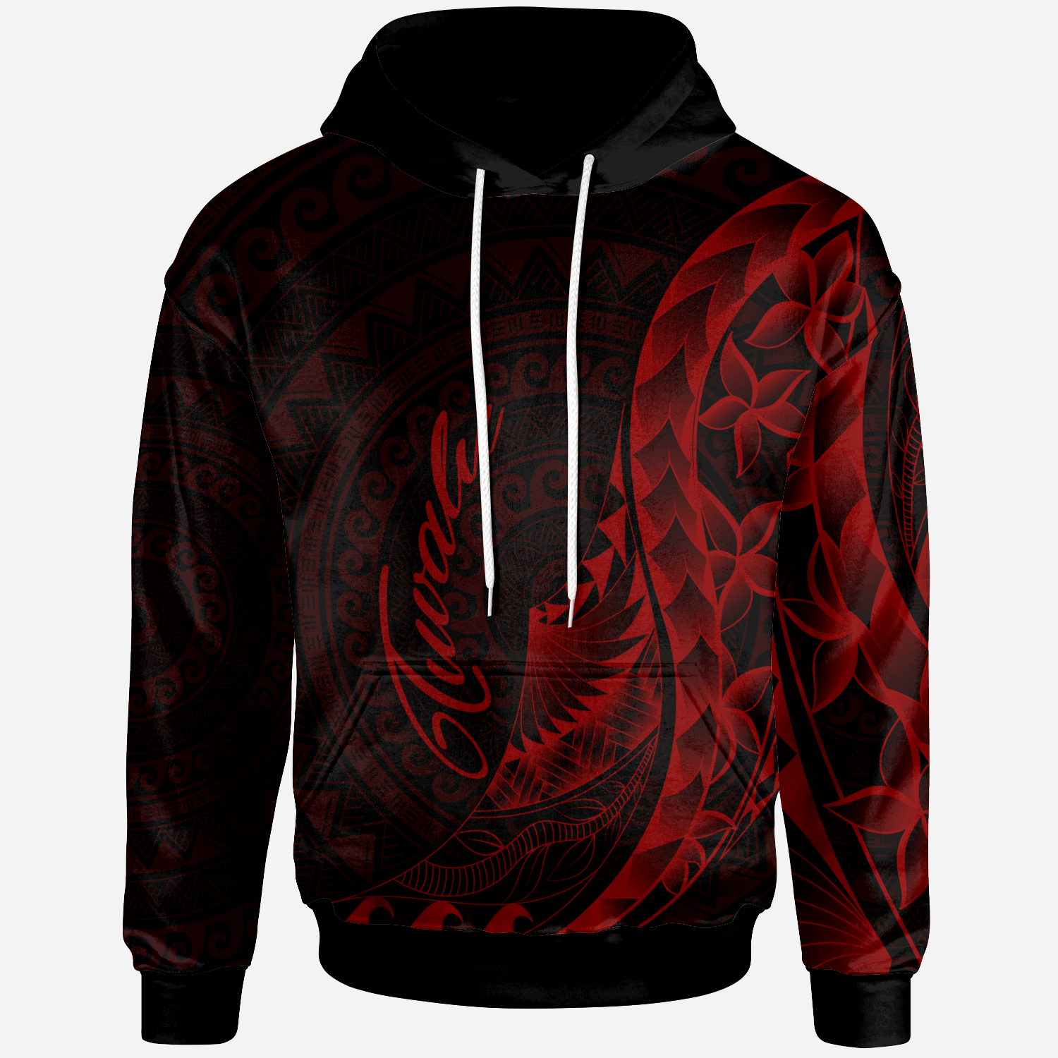 Tuvalu Hoodie Polynesian Pattern Style Red Color Unisex Red - Polynesian Pride