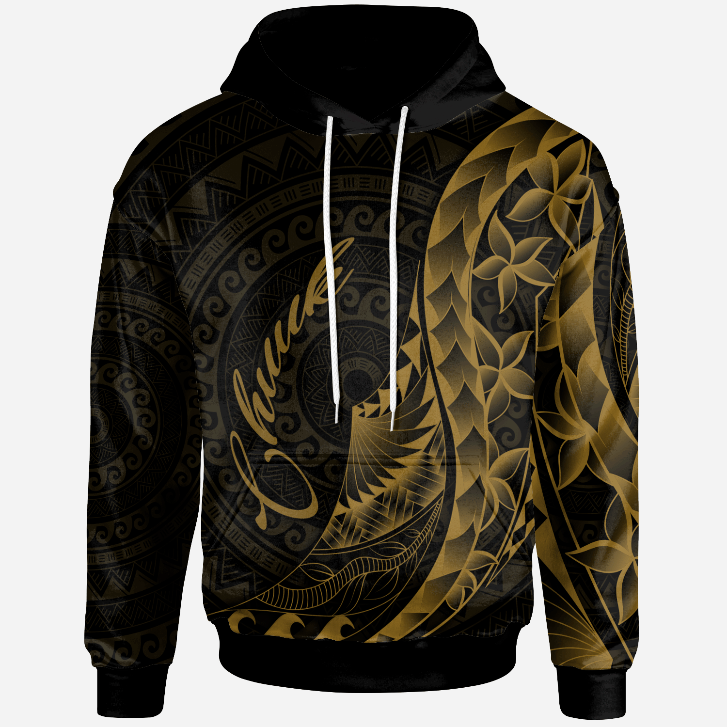 Chuuk Hoodie Polynesian Pattern Style Gold Color Unisex Gold - Polynesian Pride