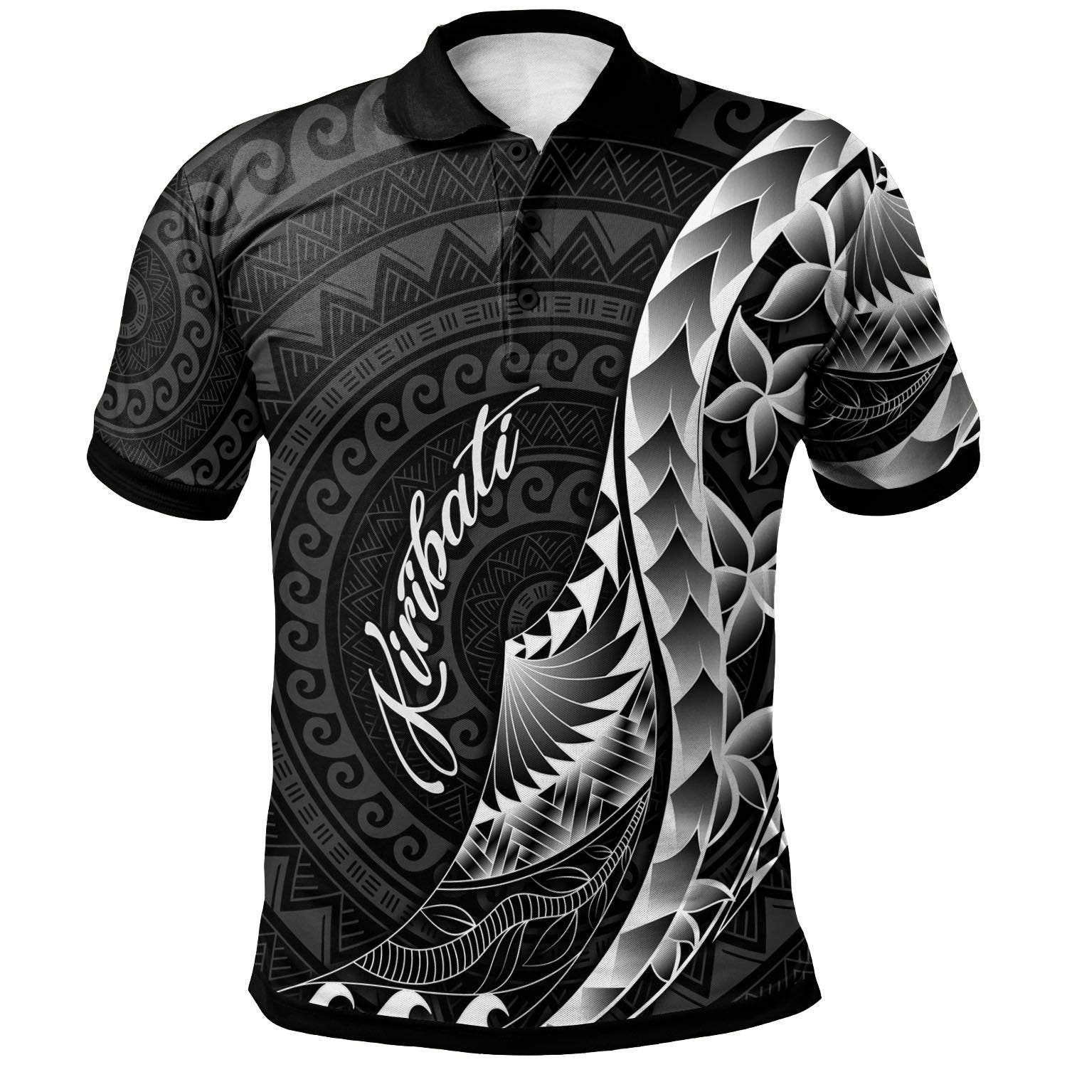 Kiribati Polo Shirt Polynesian Pattern Style Unisex Black - Polynesian Pride