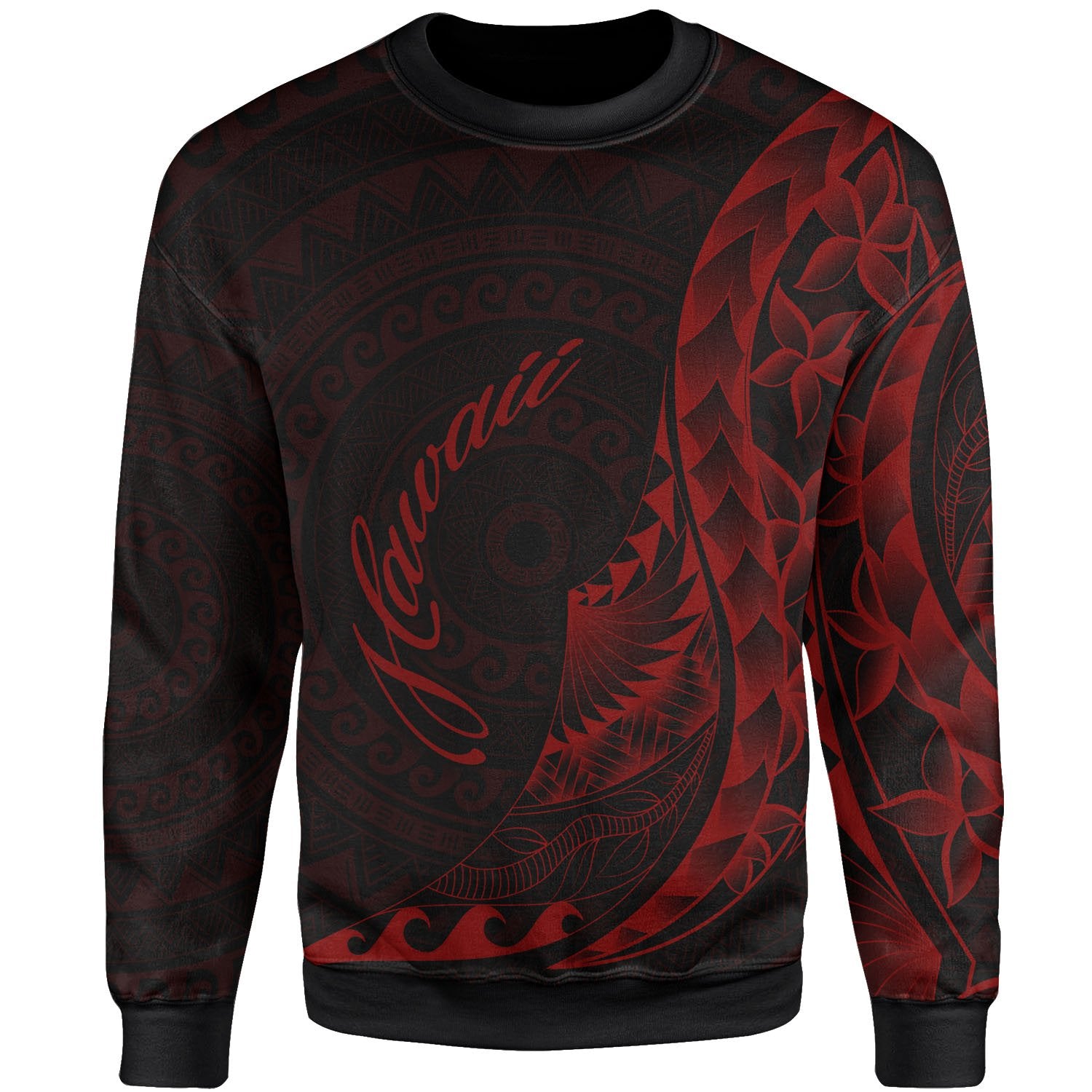 Hawaii Sweatshirt - Polynesian Pattern Style Red Color Unisex Red - Polynesian Pride