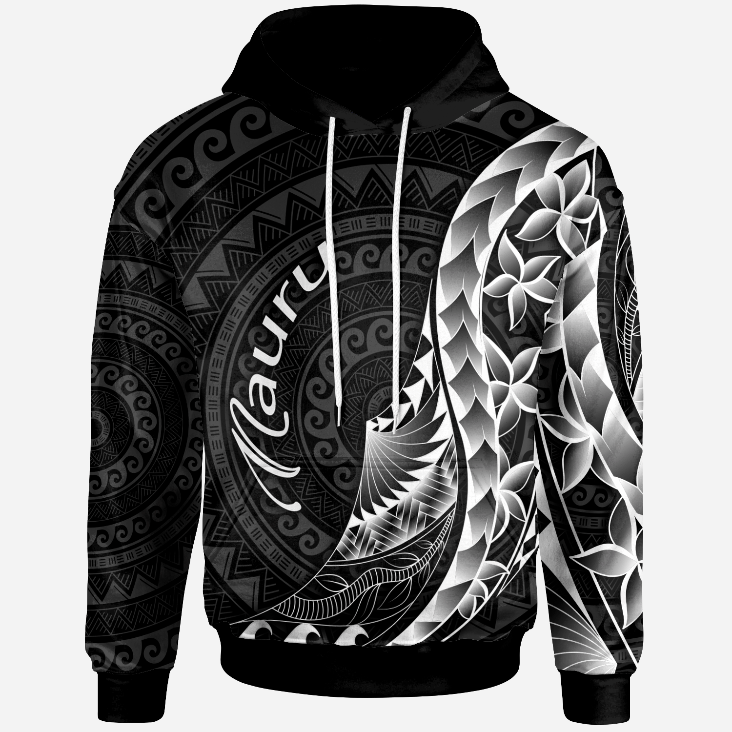 Nauru Hoodie Polynesian Pattern Style Unisex Black - Polynesian Pride