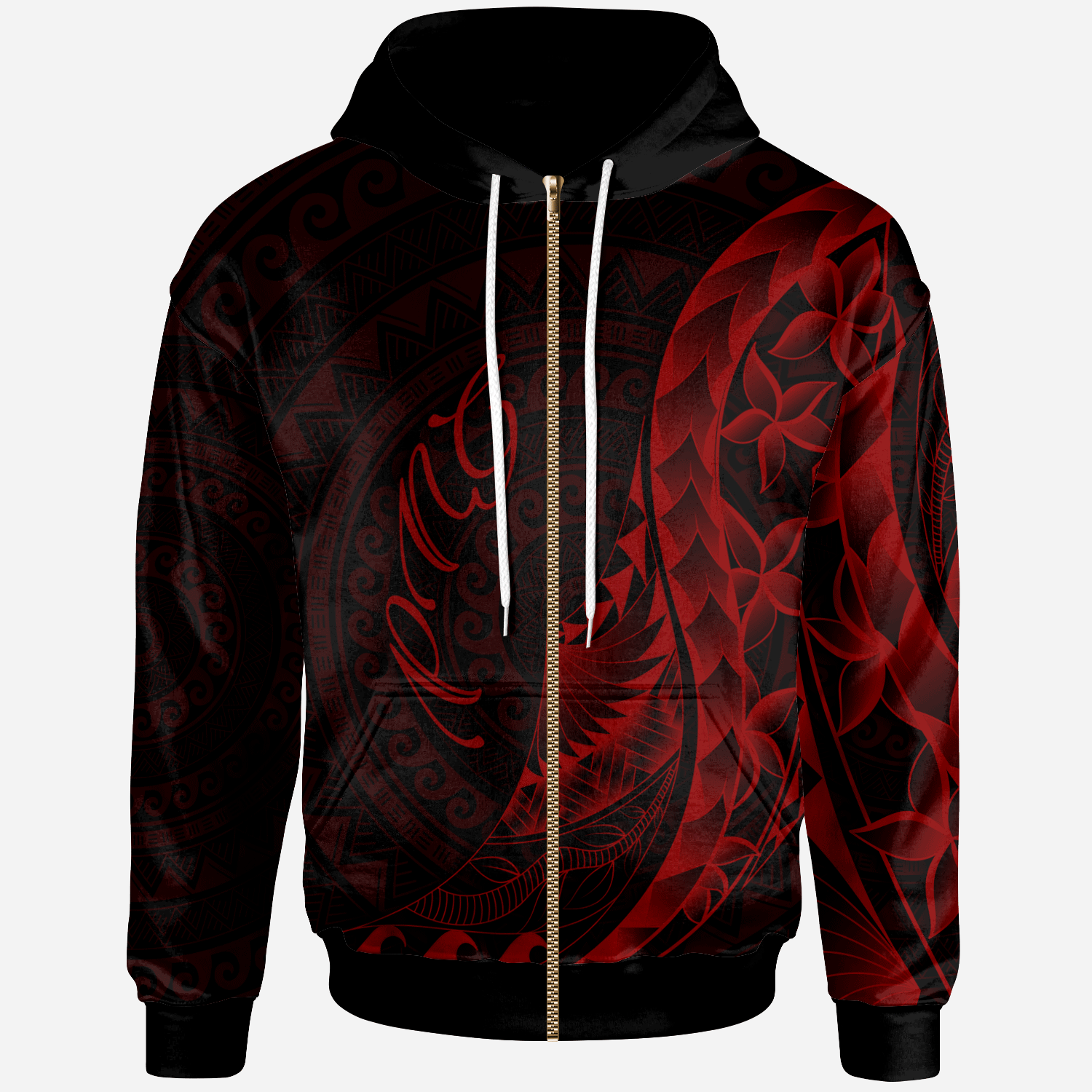 Papua New Guinea Zip Hoodie Polynesian Pattern Style Red Color Unisex Red - Polynesian Pride