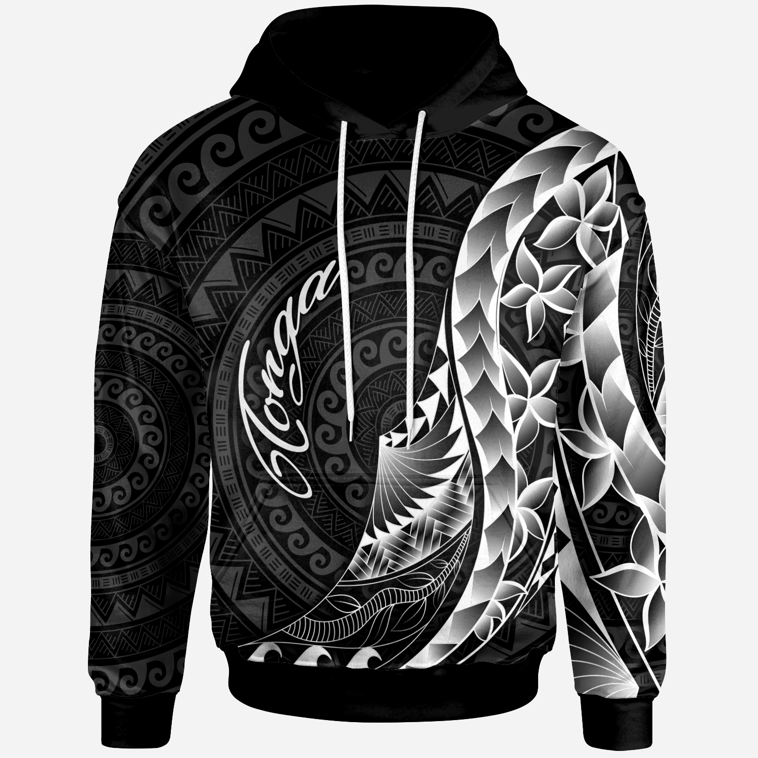 Tonga Hoodie Polynesian Pattern Style Unisex Black - Polynesian Pride