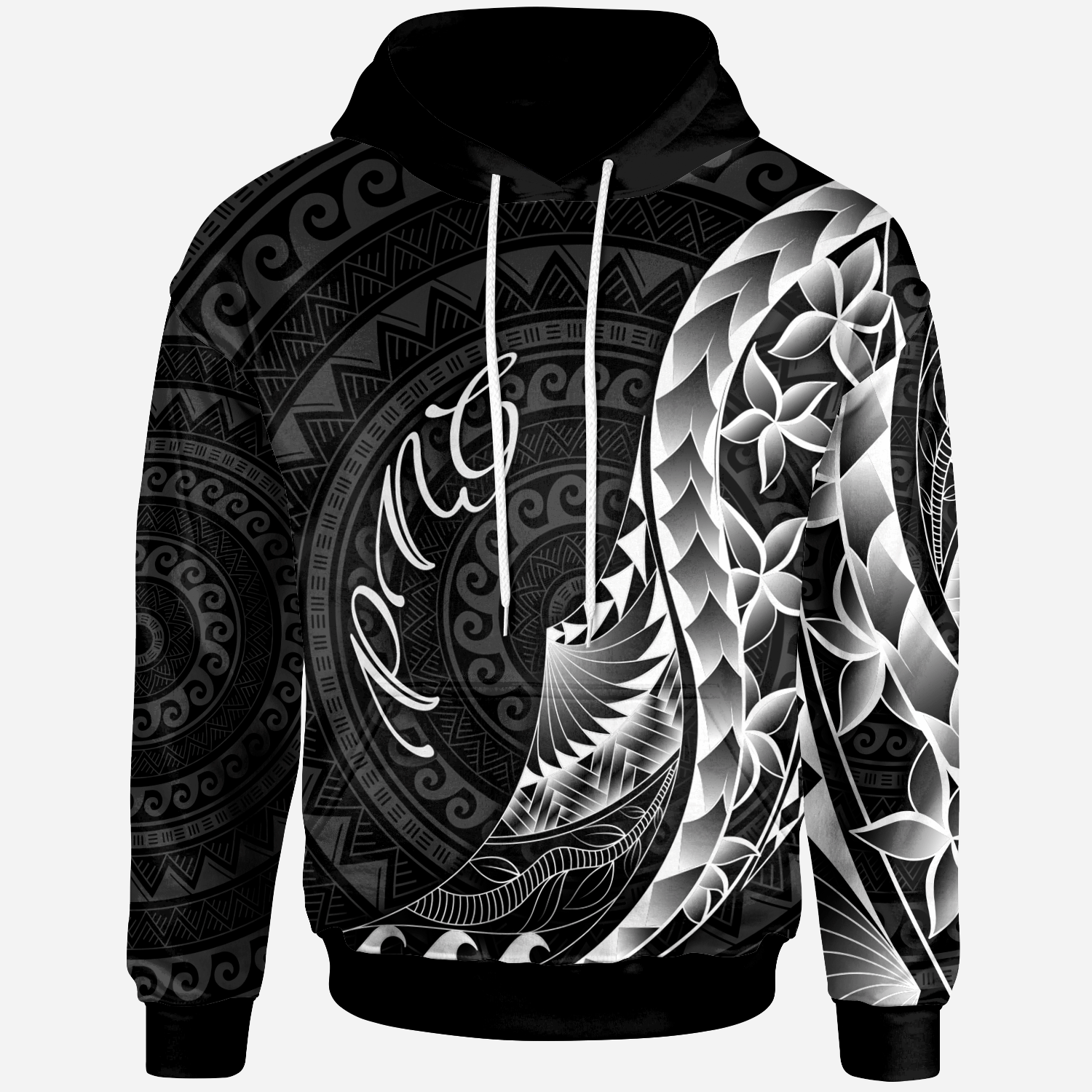 Papua New Guinea Hoodie Polynesian Pattern Style Unisex Black - Polynesian Pride