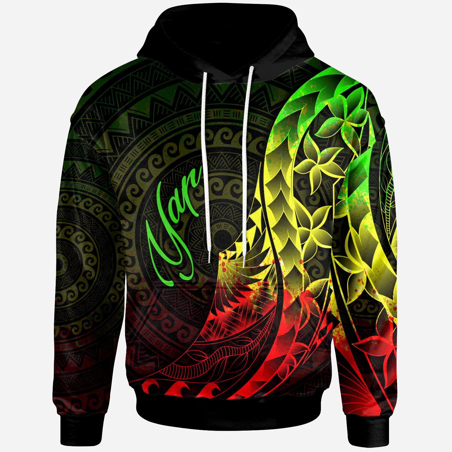 Yap Hoodie Polynesian Pattern Style Raggae Color Unisex Raggae - Polynesian Pride