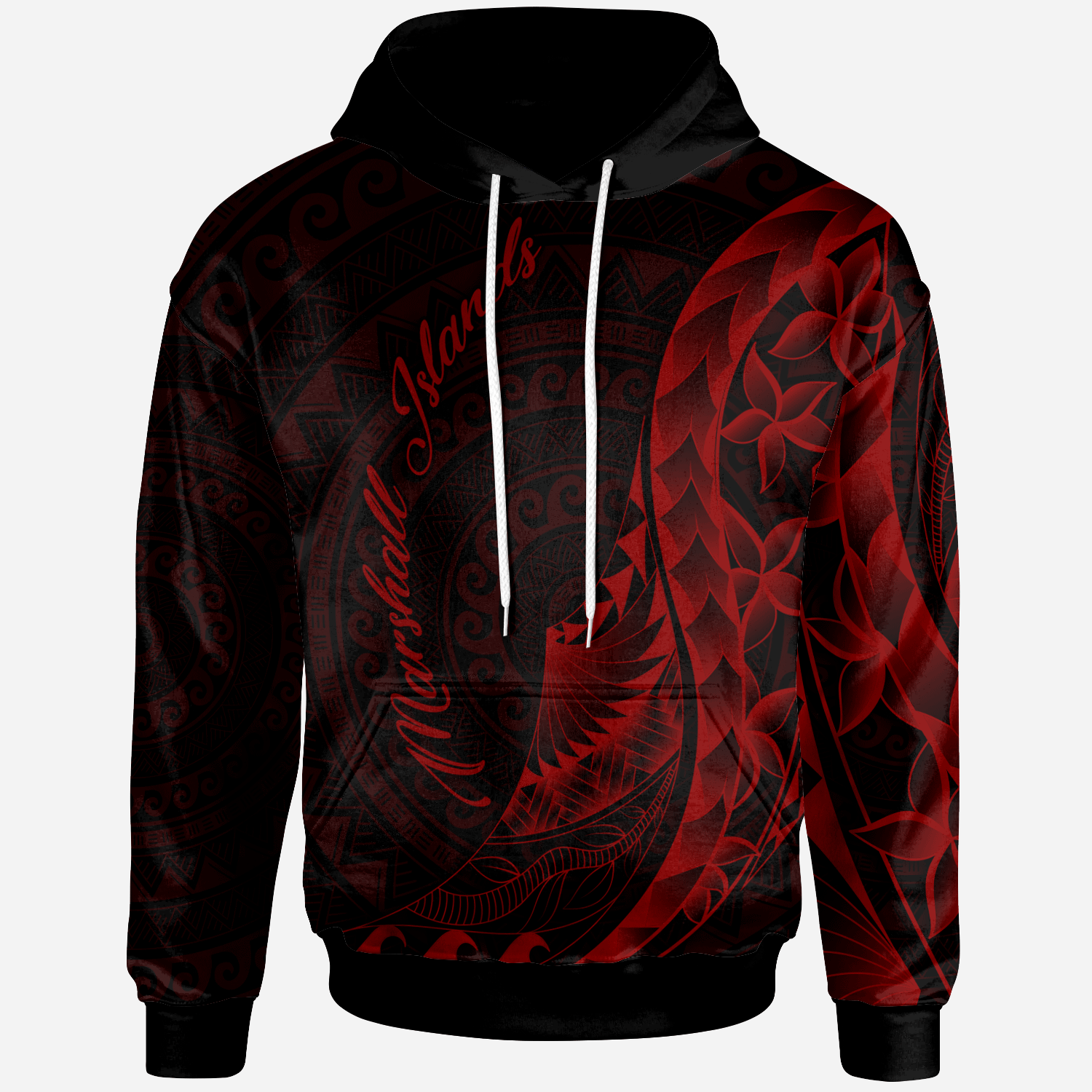 Marshall Islands Hoodie Polynesian Pattern Style Red Color Unisex Red - Polynesian Pride