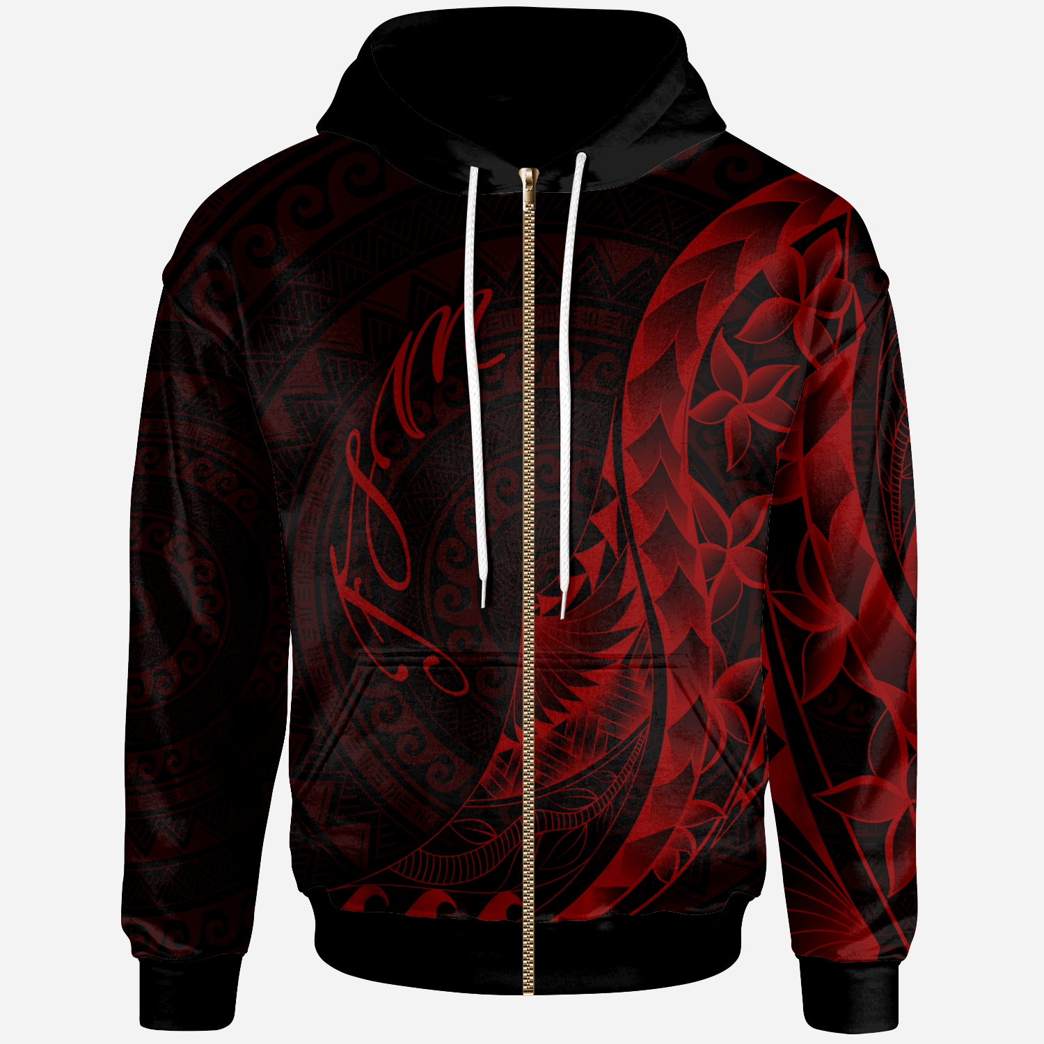 Federated States of Micronesia Zip Hoodie Polynesian Pattern Style Red Color Unisex Red - Polynesian Pride