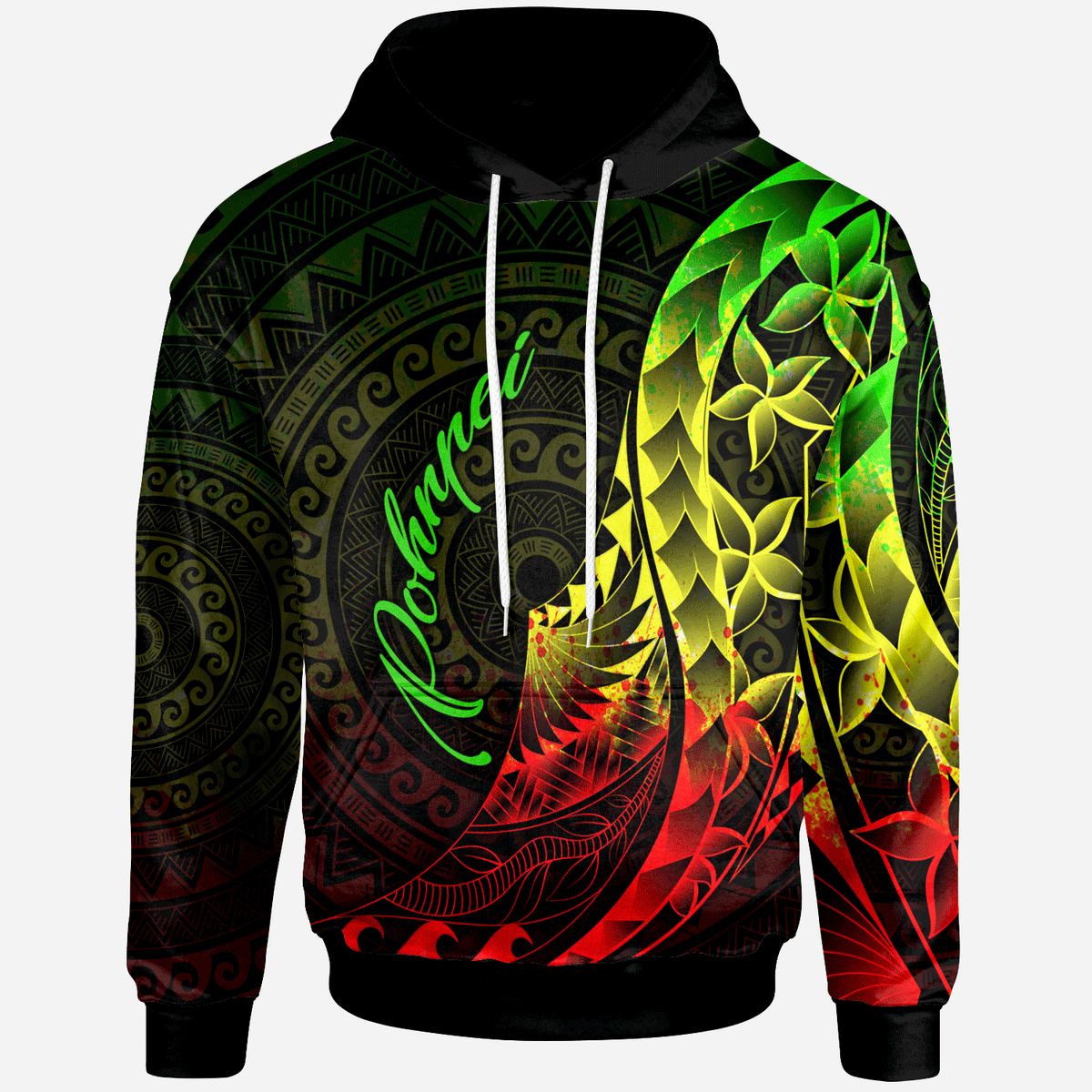 Pohnpei Hoodie Polynesian Pattern Style Raggae Color Unisex Raggae - Polynesian Pride