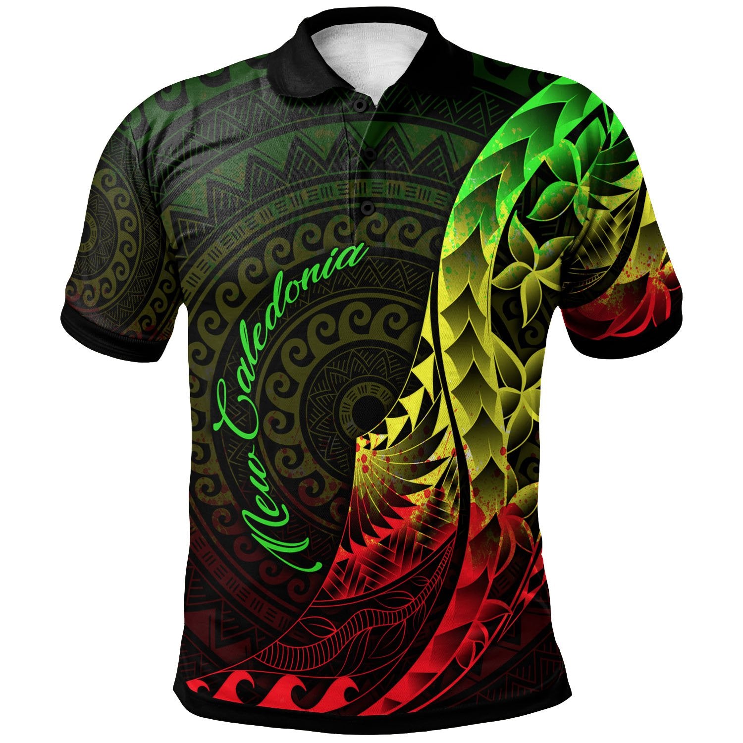 New Caledonia Polo Shirt Polynesian Pattern Style Reggae Color Unisex Reggae - Polynesian Pride