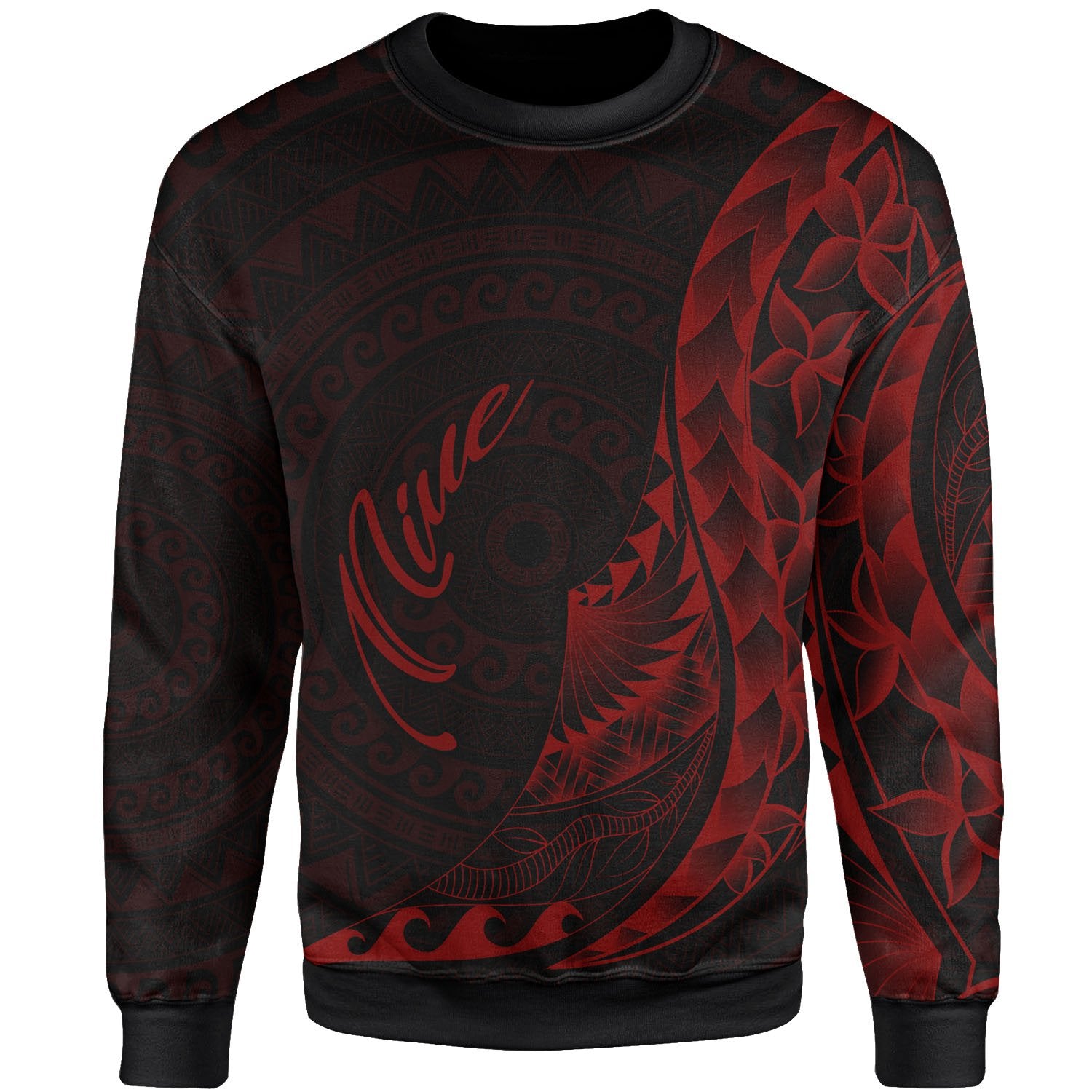 Niue Sweatshirt - Polynesian Pattern Style Red Color Unisex Red - Polynesian Pride