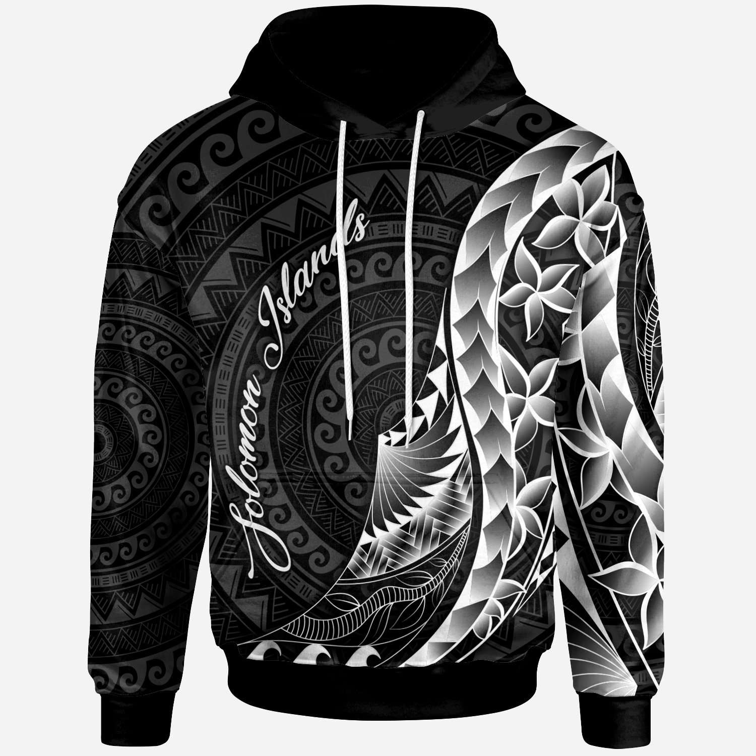 Solomon Islands Hoodie Polynesian Pattern Style Unisex Black - Polynesian Pride