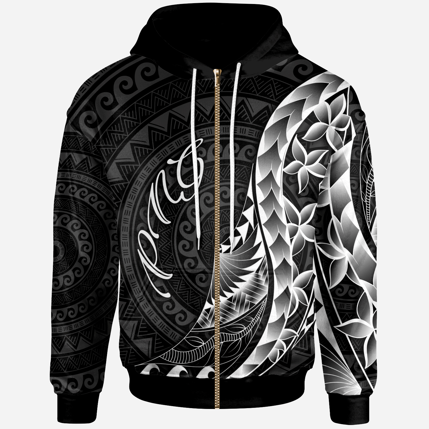 Papua New Guinea Zip Hoodie Polynesian Pattern Style Unisex Black - Polynesian Pride