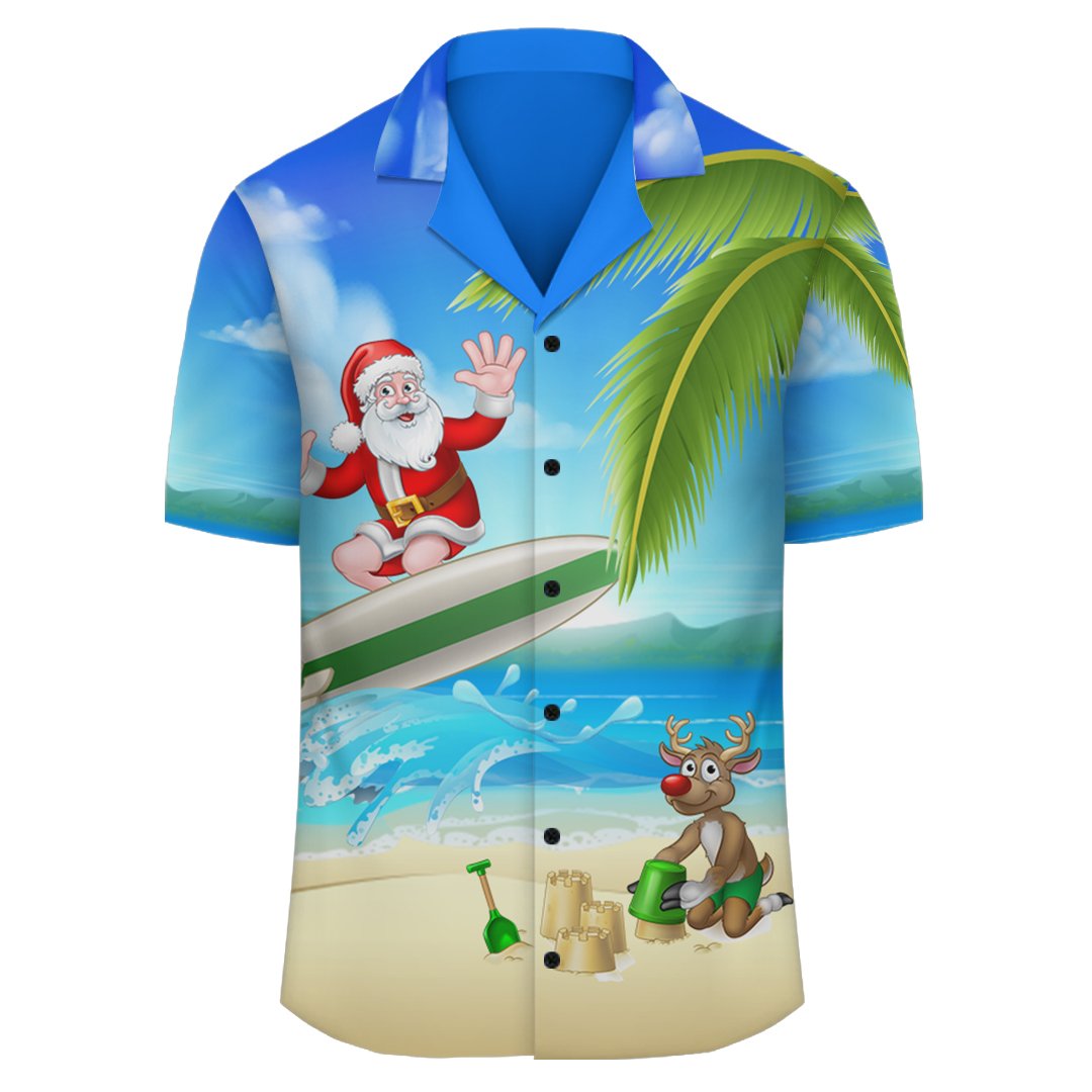 Hawaii Santa Claus Surf Hawaiian Shirt - Polynesian Pride