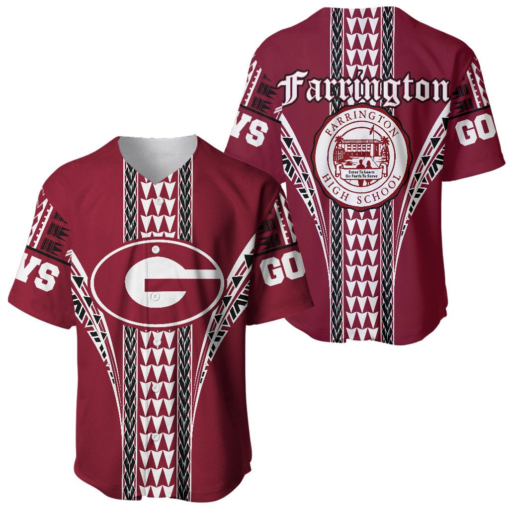 Hawaii Baseball Jersey - Farrington High Baseball Jersey Shirt AH Red - Polynesian Pride