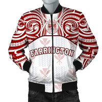hawaiiMen's Bomber Jacket - Kanaka Farrington High School Men's Bomber Jacket Demodern Style AH White - Polynesian Pride