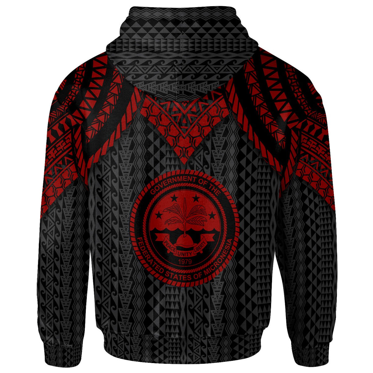 Federated States of Micronesia Hoodie Polynesian Armor Style Red - Polynesian Pride