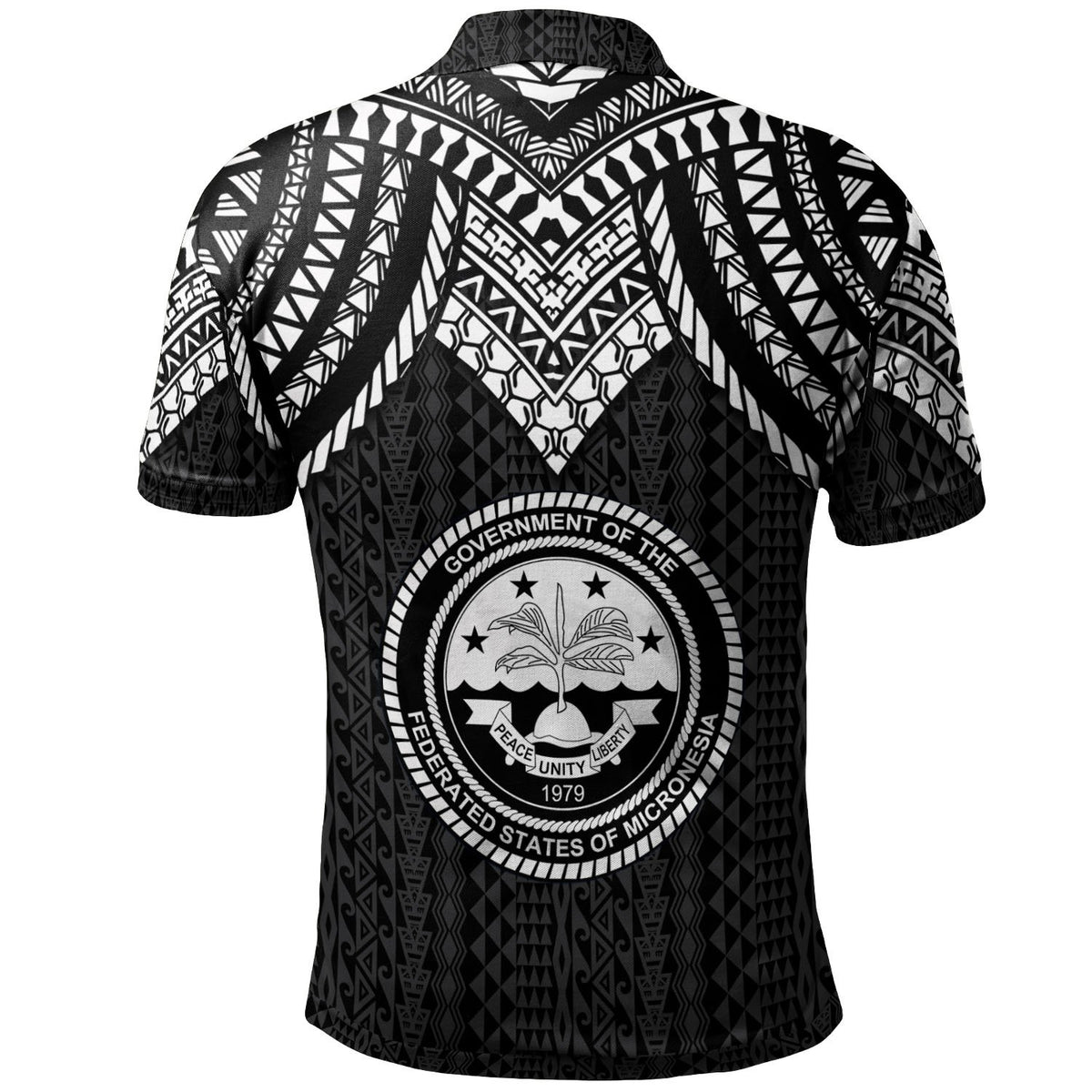 Federated States of Micronesia Custom Polo Shirt Polynesian Armor Style Black - Polynesian Pride